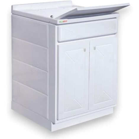 Mobile lavatoio in polipropilene pp bianco a due ante modello top line dim: l=62cm p=53cm h=87cm  - 2 ante TRIOPLAST