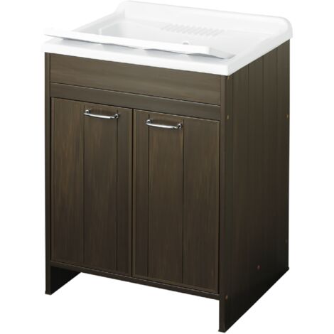 Mobile lavatoio in Pvc a 2 ante Wenge' con vasca in resina 60x50 cm