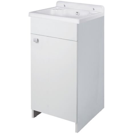 Mobile lavatoio mini 43x35 cm in legno Bianco con vasca in polipropilene