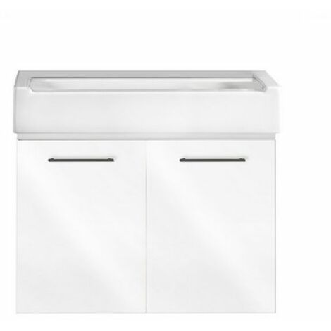 MOBILE LAVATOIO SOSPESO CON LAVABO IN CERAMICA 2 ANTE Bianco Classico - LxP 60x50 cm