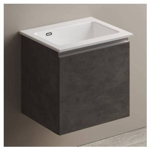 MOBILE LAVATOIO SOSPESO CON LAVABO IN CERAMICA E MANIGLIA A GOLA Misura: Olmo Montano - LxP 60x50 cm