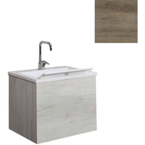 Mobile Lavatoio Vasca Zeus in MineralMarmo Apertura a 2 Ante 60x48x50 cm Olmo Naturale