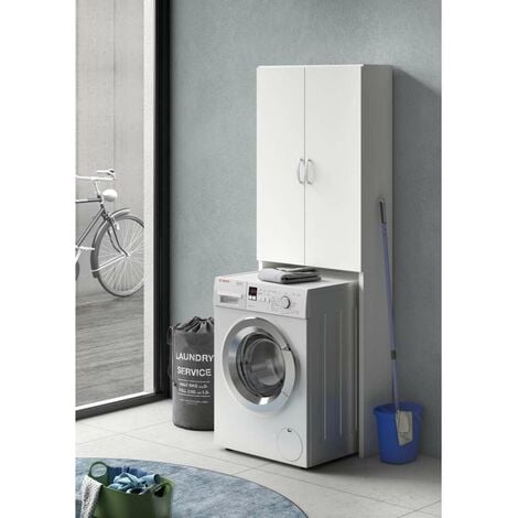 mobile lavatrice bianco con 2 ante, 67x188x26 cm