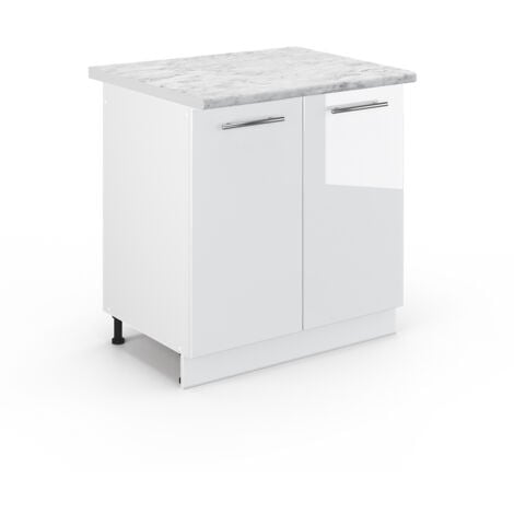 Mobile lavello cucina Fame-Line, Bianco lucido, 80 cm , PL Marmo, Vicco