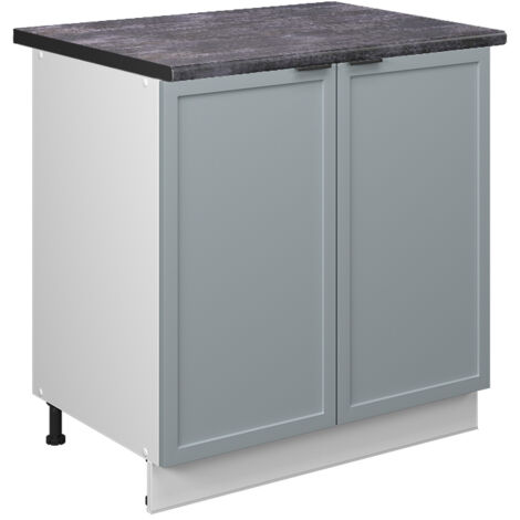 Mobile lavello cucina Fame-Line, Blu-grigio chiaro, 80 cm con ripiano, PL Antracite, Vicco
