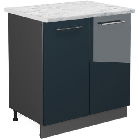 Mobile lavello cucina Fame-Line, Blu scuro lucido, 80 cm , PL Marmo, Vicco