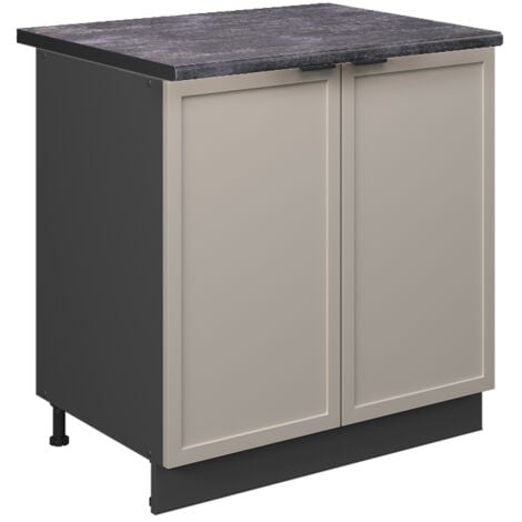 Mobile lavello cucina Fame-Line, GrigioBeige, 80 cm con ripiano, PL Antracite, Vicco
