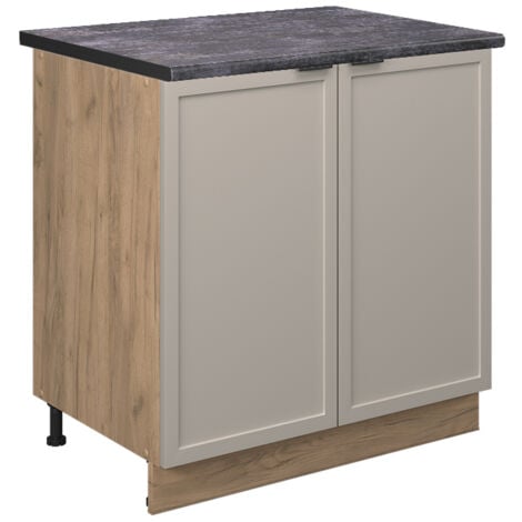 Mobile lavello cucina Fame-Line, GrigioBeige, 80 cm con ripiano, PL Antracite, Vicco