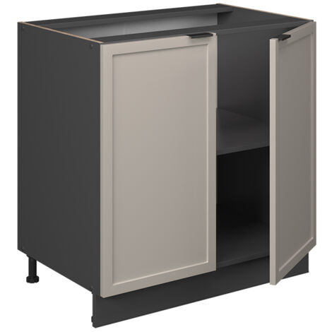 Mobile lavello cucina Fame-Line, GrigioBeige, 80 cm con ripiano, senza piano di lavoro, Vicco