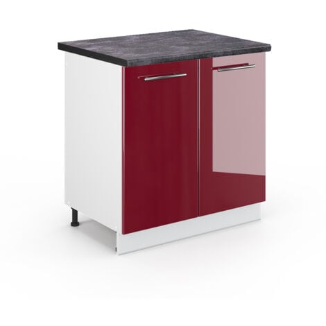 Mobile lavello cucina Fame-Line, Rosso bordeaux lucido, 80 cm , PL Antracite, Vicco