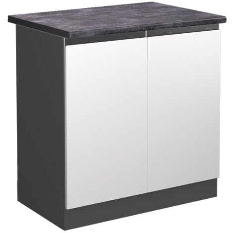 Mobile lavello cucina R-Line, Bianco, 80 cm , PL Antracite, Vicco