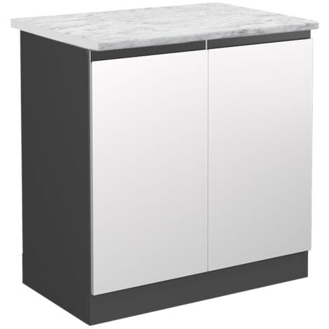 Mobile lavello cucina R-Line, Bianco, 80 cm PL Marmo, Vicco