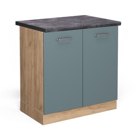 Mobile lavello cucina R-Line, Grigio-blu, 80 cm , PL Antracite, Vicco