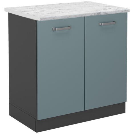 Mobile lavello cucina R-Line, Grigio-blu, 80 cm PL Marmo, Vicco