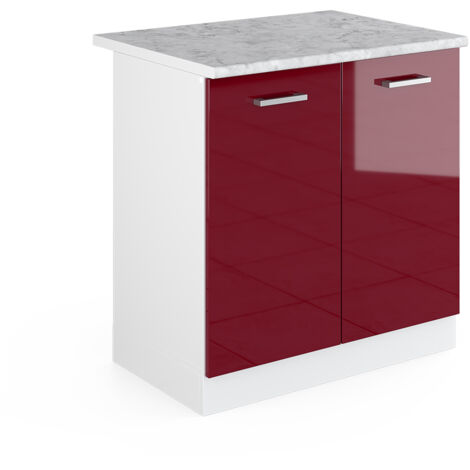 Mobile lavello cucina R-Line, Rosso bordeaux lucido, 80 cm , PL Marmo, Vicco