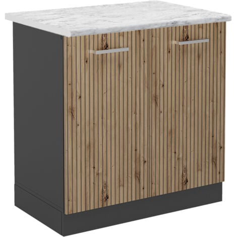 Mobile lavello cucina R-Line, Rovere artigianale, 80 cm , PL Marmo, Vicco