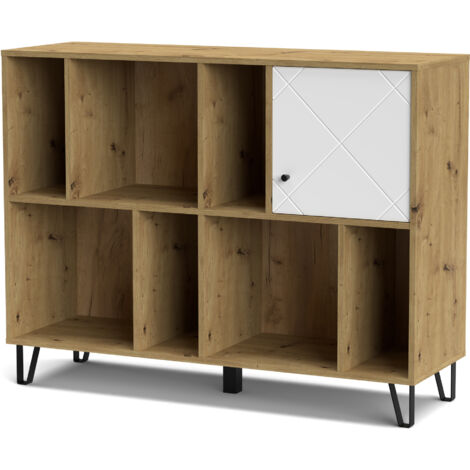 Mobile libreria 1 sportello soggiorno Bollo B09 cm 123,4x40x95h bianco rovere
