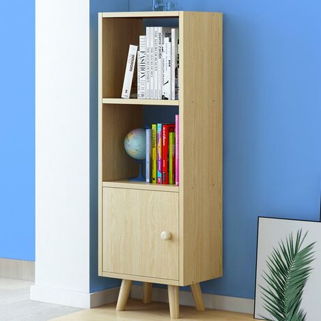 BAKAJI Mobile Libreria 2 Ripiani + Anta Mobiletto Legno Design Moderno 132x30x33cm Oak