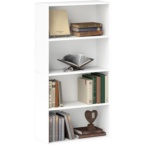 Mobile Libreria a 4 Ripiani 60x24x115,5 cm Scaffali regolabili in Legno Bianco