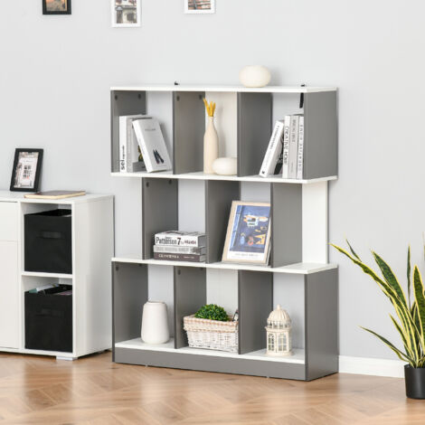 Mobile Libreria a 8 Ripiani per Soggiorno e Camera da Letto, Libreria Scaffale Moderna in Truciolato, 100x27x124 cm, Grigio Scuro