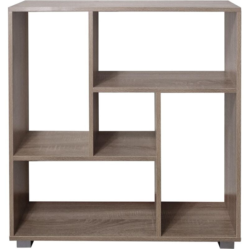 Libreria Scaffale per Soggiorno con 5 Ripiani in Legno Laminato - Mobiletto Versatile per Cucina, Ufficio e Studio (Bianco/Rovere, Italo) - Rovere