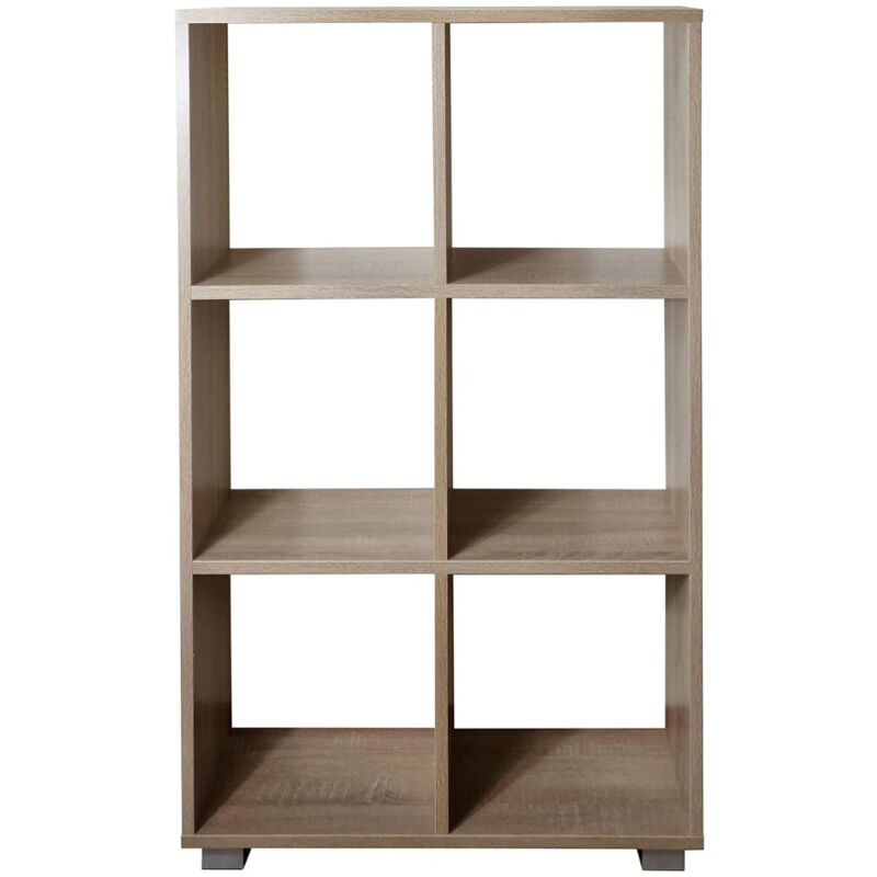 Libreria Scaffale per Soggiorno con 6 Ripiani in Legno Laminato - Mobiletto Versatile per Cucina, Ufficio e Studio (Rovere/Bianco, Socrate) - Maka