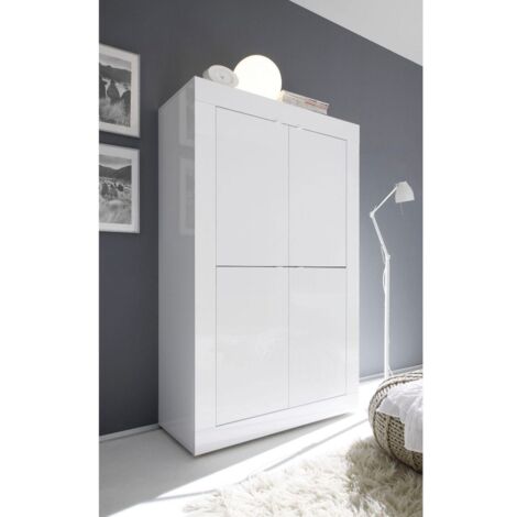 Mobile linea Basic con 4 ante in finitura Bianco laccato lucido