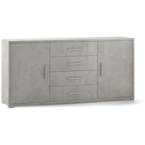 Mobile Madia 2 Ante 4 Cassetti Grigio Contenitore Buffet Credenza Tv Soggiorno