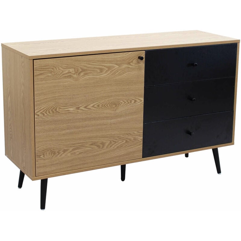 Homeness - Mobile madia credenza da interno camera da letto in legno nobilitato bilaminato con 1 anta e 3 cassetti Linea Classic