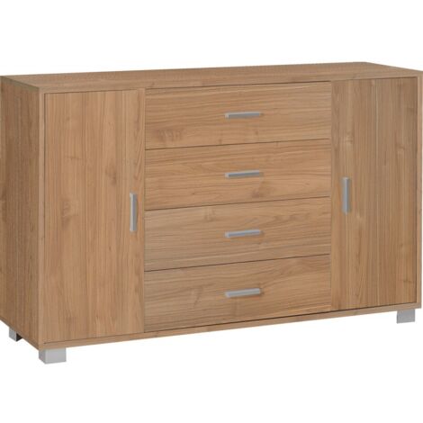Mobile Madia Noce Credenza 2 Ante 4 Cassetti Contenitore Salotto Ufficio