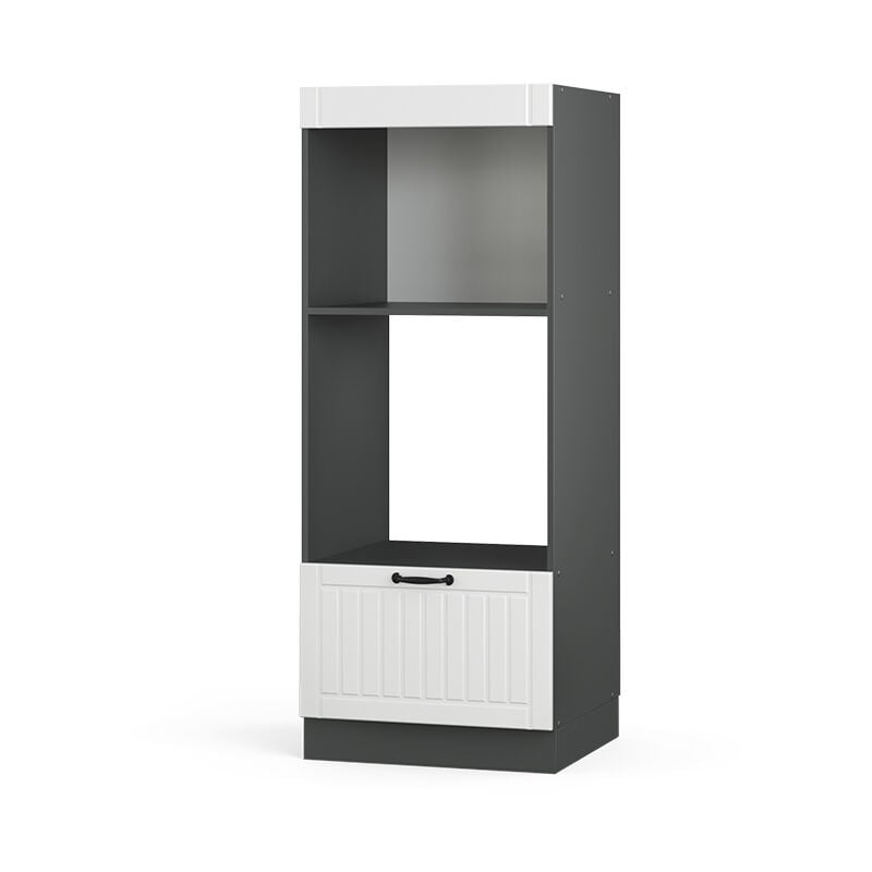 Vicco - Mobile cucina microonde Fame-Line, Bianco casa di campagna, 60 cm aperto