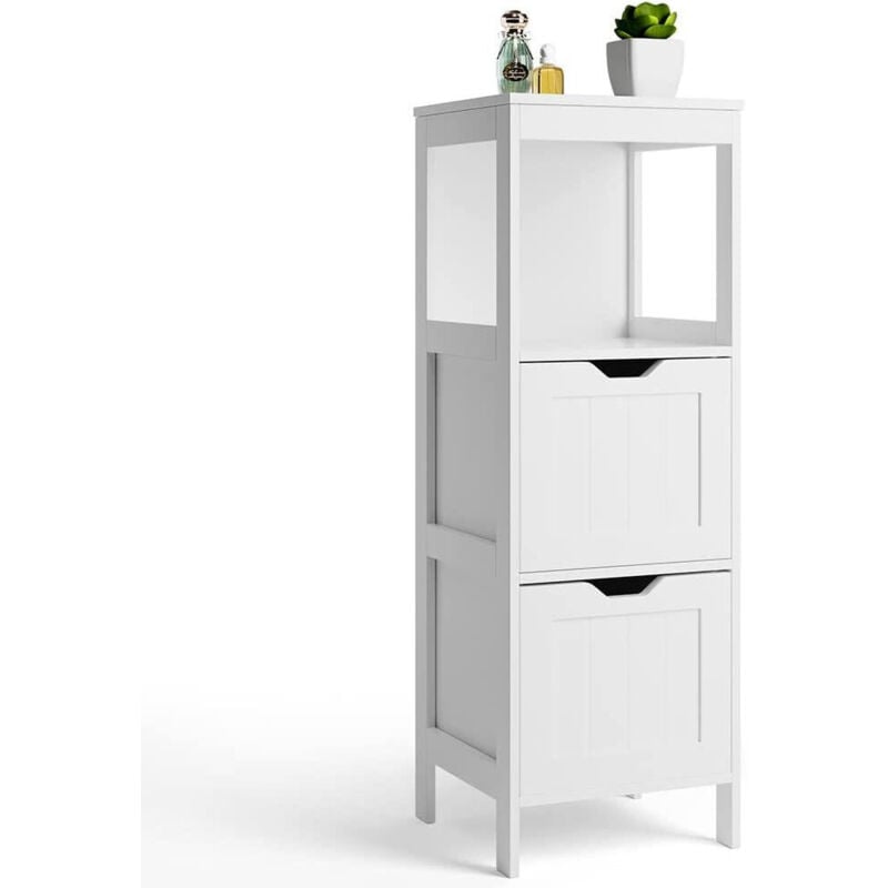 Bakaji - Mobile Mobiletto Bagno Arredo Armadio Armadietto Legno Mdf Bianco 30x89x30cm