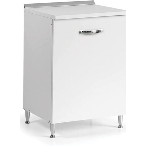 PIDEMA Mobile Mobiletto Base Per Cucina Componibile Colore Bianco Frassino (60x50x85)