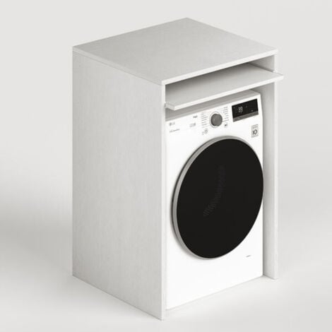 AZUR LINE Mobile Mobiletto Coprilavatrice in legno bagno lavanderia 105x71x65 Bianco Frassinato