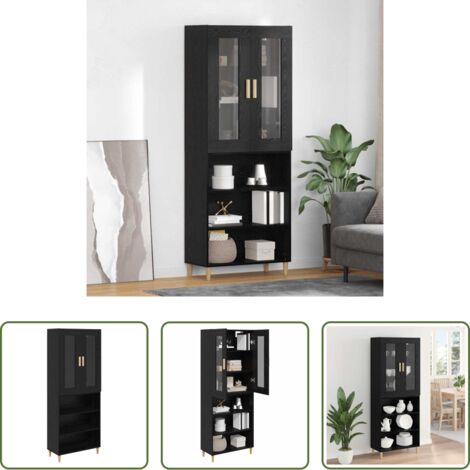 Mobile moderno -  Credenza Rovere Nero 69,5 x 34 x 180 cm