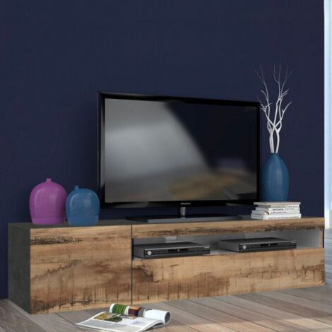 Mobile Moderno Porta TV 150 Basso Ardesia Acero Soggiorno Anta Ribalta