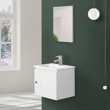 Mobile moderno salvaspazio bianco laccato 50x36,5 cm con anta
