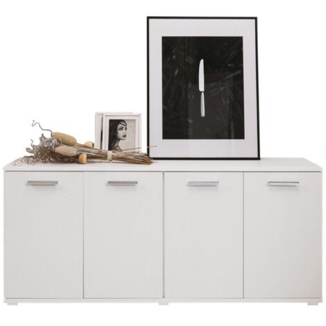 Mobile multiuso 180x45x80 ingresso e ufficio Viareggio colore bianco frassinato