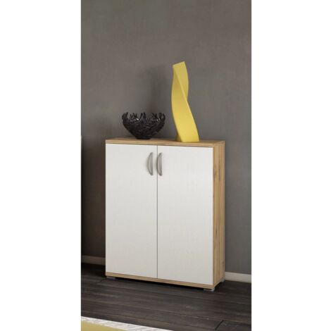 mobile multiuso 2 ante "londra 01" rovere bianco, 60x35x83 cm