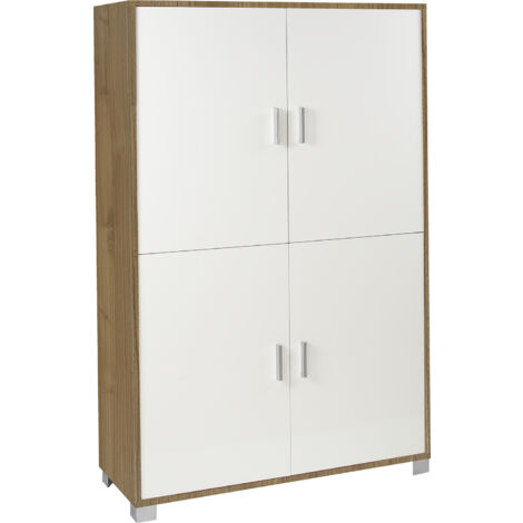 Mobile Multiuso 4 Ante 107x162x41 cm Noce Stelvio/Bianco Fiammato