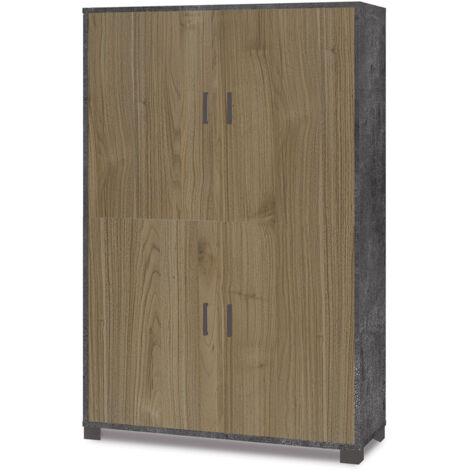 Mobile Multiuso 4 Ante 107x162x41 cm Ossido Nero/Noce Stelvio