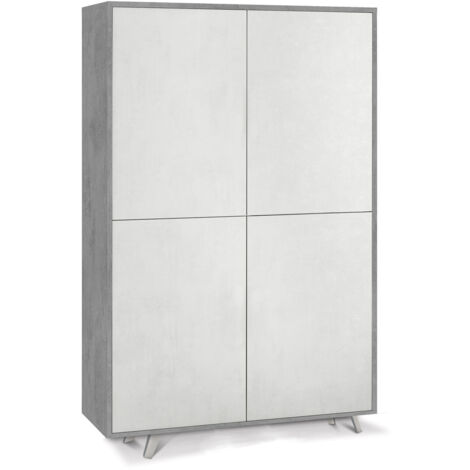Mobile Multiuso 4 Ante 107x169x41 cm Cemento/Ossido Bianco