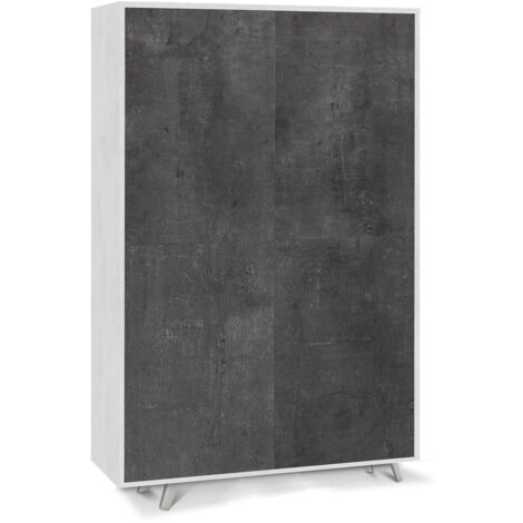 Mobile Multiuso 4 Ante 107x169x41 cm Ossido Bianco/Ossido Nero