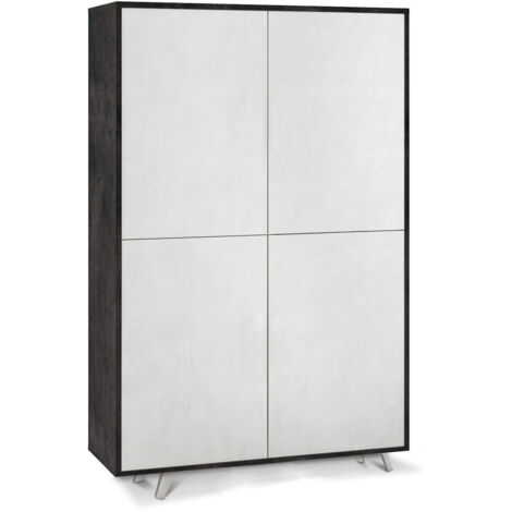Mobile Multiuso 4 Ante 107x169x41 cm Ossido Nero/Ossido Bianco