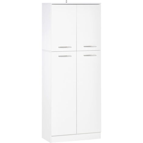 MOBILE MULTIUSO CON 2 ARMADIETTI E MENSOLE REGOLABILI 59X31X155CM BIANCO