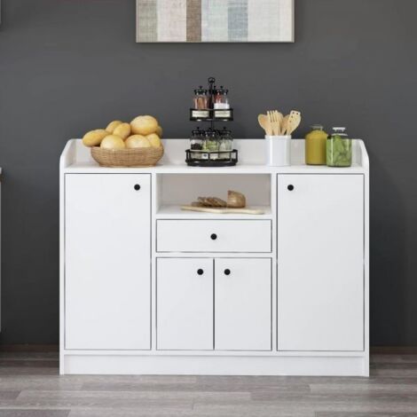 Mobile multiuso con 4 ante e cassetto colore bianco 120x35x90H cm - Arian