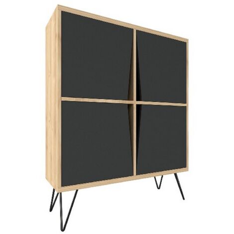 HOMEMANIA Mobile Multiuso Momentum, Truciolare Melaminico, MDF, Metallo, Rovere, Antracite, 90x30x110 cm