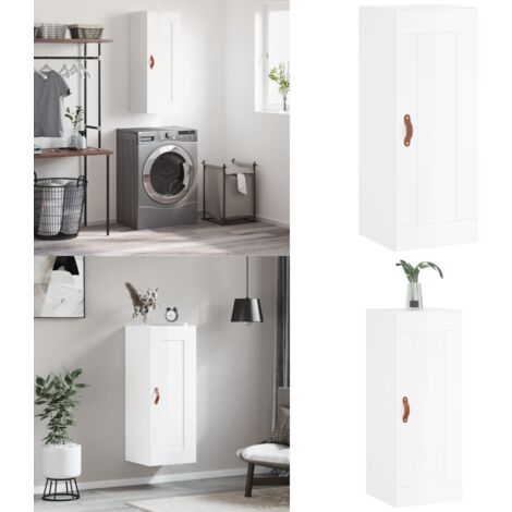 Mobile Parete Bianco Lucido 34,5x34x90 cm in Legno Multistrato - Armadietto - Armadietto a muro