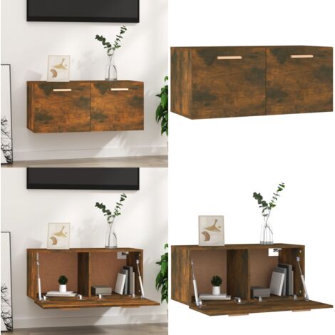 Mobile Parete Rovere Fumo 80x35x36,5 cm in Legno Multistrato - Mobiletto da parete - Armadio da parete