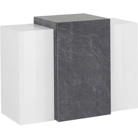 Mobile Pensile a Muro con 3 Ante Design Moderno Bianco lucido 90x38x65,5 cm